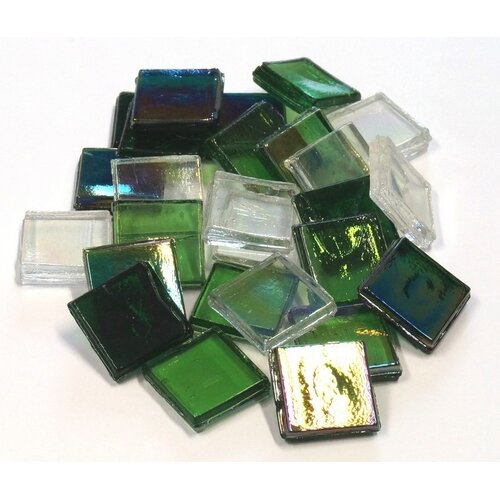 Mozaiek Glas Steentjes 15 x 15 mm Transparant Groen ca. 100 stuks