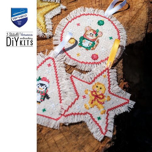 Vervaco Vervaco Borduurpakket Kerst ornamenten Set Vervaco Vervaco Borduurpakket Kerst ornamenten Set