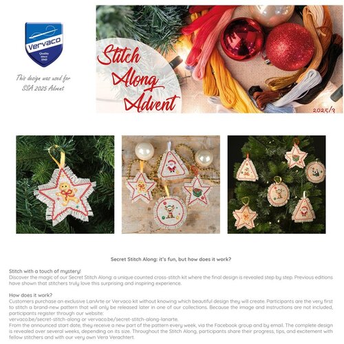 Vervaco Vervaco Borduurpakket Kerst ornamenten Set Vervaco Vervaco Borduurpakket Kerst ornamenten Set