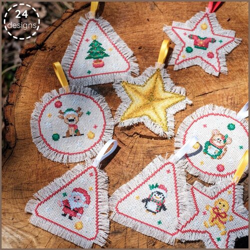 Vervaco Vervaco Borduurpakket Kerst ornamenten Set Vervaco Vervaco Borduurpakket Kerst ornamenten Set