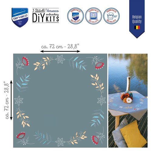 Vervaco Vervaco Tafelkleed Bloemen en takjes 72 x 72 cm Vervaco Vervaco Tafelkleed Bloemen en takjes 72 x 72 cm