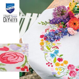Vervaco Vervaco Tafelkleed Bloemen symfonie 72 x 72 cm Vervaco Vervaco Tafelkleed Bloemen symfonie 72 x 72 cm