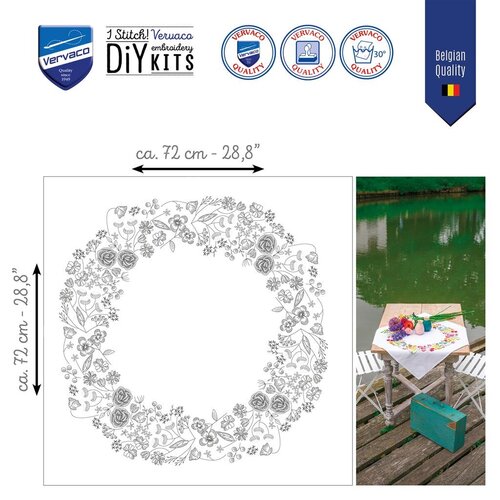 Vervaco Vervaco Tafelkleed Bloemen symfonie 72 x 72 cm Vervaco Vervaco Tafelkleed Bloemen symfonie 72 x 72 cm