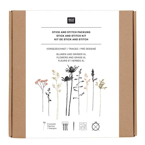 Rico Design Borduurpakket Stick and Stitch Bloemen en Grassen Rico Design Borduurpakket Stick and Stitch Bloemen en Grassen