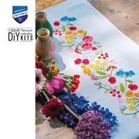 Vervaco borduurpakket tafelloper Bloemen symfonie
