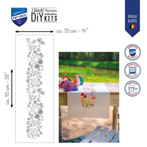 Vervaco Vervaco borduurpakket tafelloper Bloemen symfonie Vervaco Vervaco borduurpakket tafelloper Bloemen symfonie