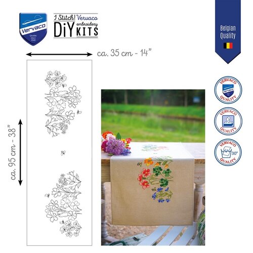 Vervaco Vervaco borduurpakket tafelloper Meadow Flowers Vervaco Vervaco borduurpakket tafelloper Meadow Flowers