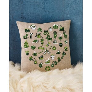 Permin Permin Borduurpakket Kussen Green heart 83-6272 Permin Permin Borduurpakket Kussen Green heart 83-6272