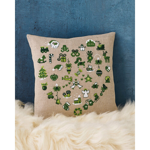 Permin Permin Borduurpakket Kussen Green heart 83-6272 Permin Permin Borduurpakket Kussen Green heart 83-6272