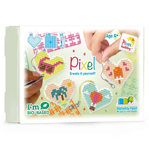 PixelHobby Pixel Sleutelhanger Box Hart Zomer PixelHobby Pixel Sleutelhanger Box Hart Zomer