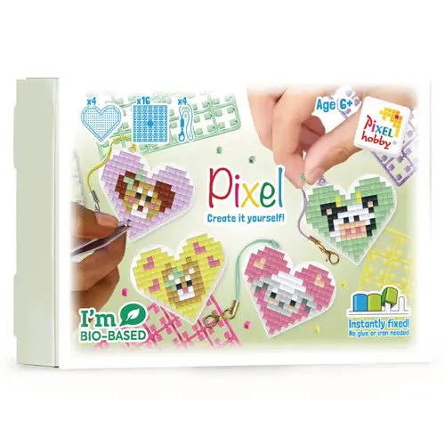 PixelHobby Pixel Sleutelhanger Box Hart Dieren PixelHobby Pixel Sleutelhanger Box Hart Dieren