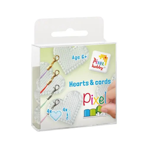 PixelHobby Pixelhobby medaillon set met transparante 4 hartjes PixelHobby Pixelhobby medaillon set met transparante 4 hartjes