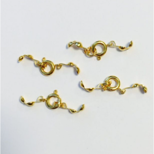 Hobby & Crafting Fun Veersluiting met splitring en calottes 4 stuks 7 mm Goud Hobby & Crafting Fun Veersluiting met splitring en calottes 4 stuks 7 mm Goud