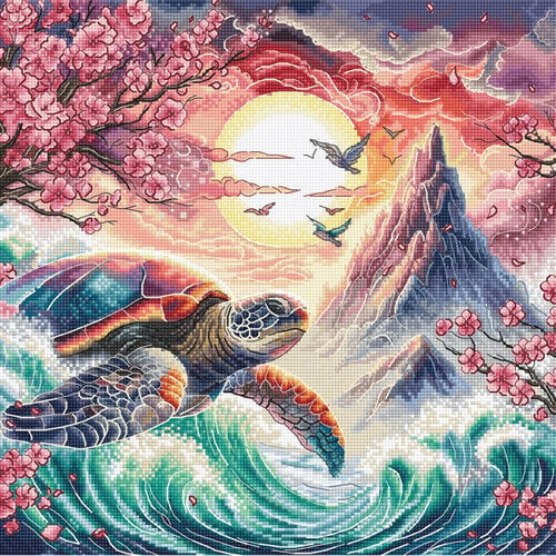 AVA Stitch Ava Stitch borduurpakket The Turtle of the Rising Sun AVA Stitch Ava Stitch borduurpakket The Turtle of the Rising Sun