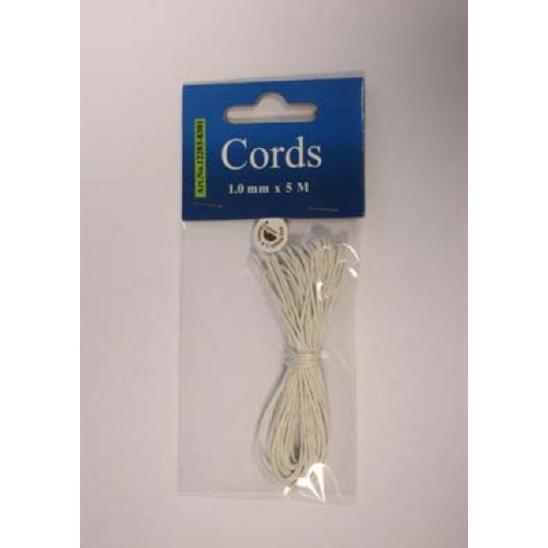 Hobby & Crafting Fun Waxkoord katoen rond 1 mm x 5 meter wit Hobby & Crafting Fun Waxkoord katoen rond 1 mm x 5 meter wit