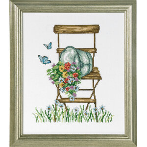 Permin Borduurpakket Chair with flowers 92-8104 Permin Borduurpakket Chair with flowers 92-8104