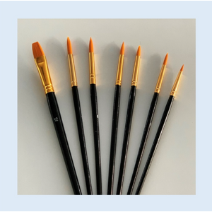 Hobby & Crafting Fun Penselenset 7 delig (1 plat en 6 rond) synthetisch Hobby & Crafting Fun Penselenset 7 delig (1 plat en 6 rond) synthetisch