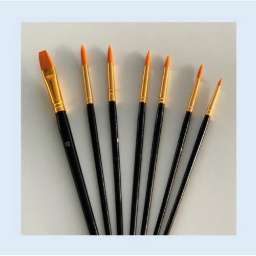 Hobby & Crafting Fun Penselenset 7 delig (1 plat en 6 rond) synthetisch Hobby & Crafting Fun Penselenset 7 delig (1 plat en 6 rond) synthetisch
