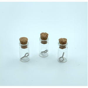 Hobby & Crafting Fun Mini glazen flessen met kurk- en schroefhanger 3 stuks ca. 11 x 22 mm