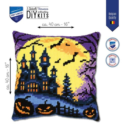 Vervaco Vervaco borduurpakket kussen Halloweenlandschap Vervaco Vervaco borduurpakket kussen Halloweenlandschap
