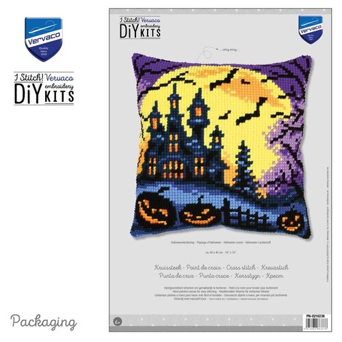 Vervaco Vervaco borduurpakket kussen Halloweenlandschap Vervaco Vervaco borduurpakket kussen Halloweenlandschap