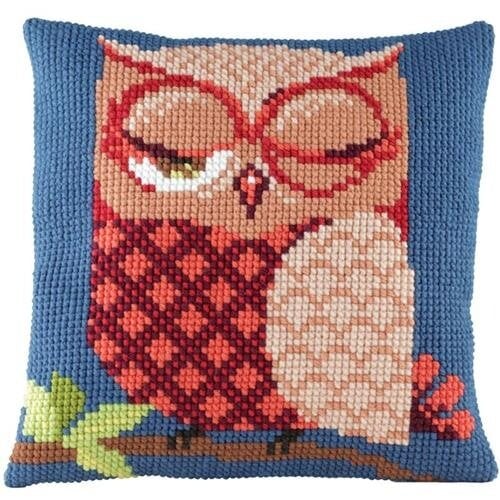 Pako Pako kruissteekkussen Uil 40 x 40 cm Pako Pako kruissteekkussen Uil 40 x 40 cm