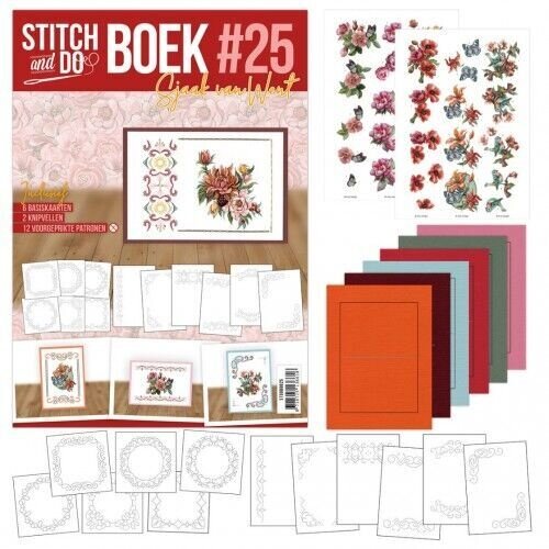 Hobbydots Stitch And Do Boek A6 25 Reddish Flowers Hobbydots Stitch And Do Boek A6 25 Reddish Flowers
