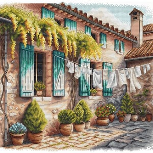 AVA Stitch Ava Stitch borduurpakket The Patio with Flowerpots