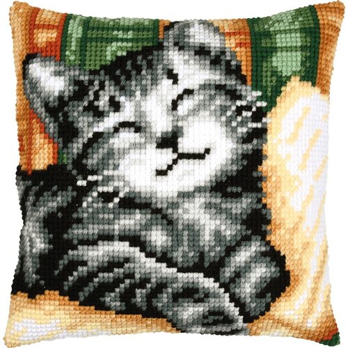 Vervaco Vervaco borduurpakket kussen Kat met boek 40 x 40 cm