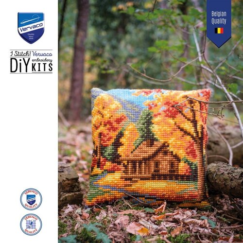 Vervaco Vervaco borduurpakket kussen Herfstlandschap 40 x 40 cm Vervaco Vervaco borduurpakket kussen Herfstlandschap 40 x 40 cm