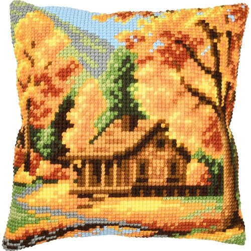 Vervaco Vervaco borduurpakket kussen Herfstlandschap 40 x 40 cm