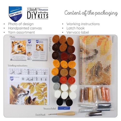 Vervaco Vervaco Smyrna Knoopkussen Vosjes in de herfst 40 x 40 cm Vervaco Vervaco Smyrna Knoopkussen Vosjes in de herfst 40 x 40 cm