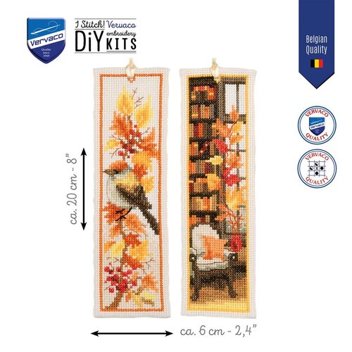 Vervaco Boekenlegger borduurpakket Herfst 2 stuks