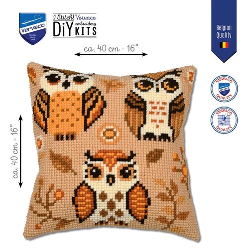 Vervaco Vervaco borduurpakket kussen Uilen 40 x 40 cm