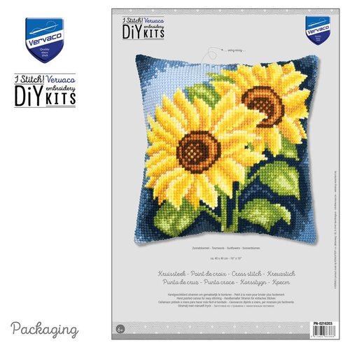 Vervaco Vervaco borduurpakket kussen Zonnebloemen 40 x 40 cm Vervaco Vervaco borduurpakket kussen Zonnebloemen 40 x 40 cm