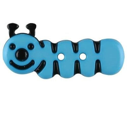 Kinderknoop blauw rupsje 30 mm Kinderknoop blauw rupsje 30 mm