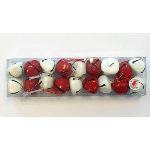 Hobby & Crafting Fun Kerstbellen rood en wit 18 stuks 25 mm Hobby & Crafting Fun Kerstbellen rood en wit 18 stuks 25 mm