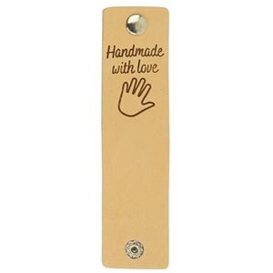 Durable Leren Label Handmade with Love 12 x 3 cm 2 stuks