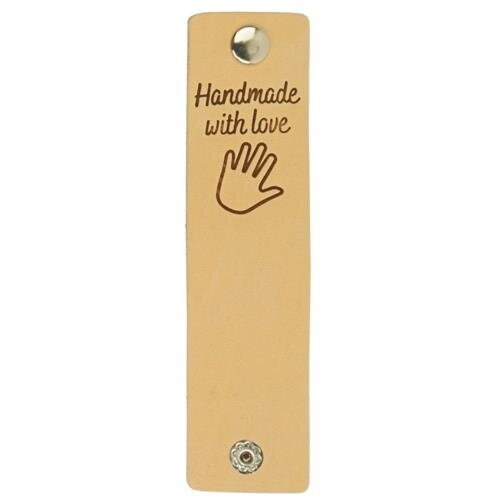 Durable Leren Label Handmade with Love 12 x 3 cm 2 stuks