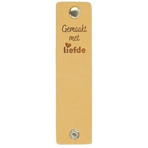 Durable Leren Label Leren Label Gemaakt met Liefde 12 x 3 cm 2 stuks