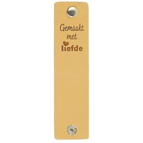 Durable Leren Label Leren Label Gemaakt met Liefde 12 x 3 cm 2 stuks