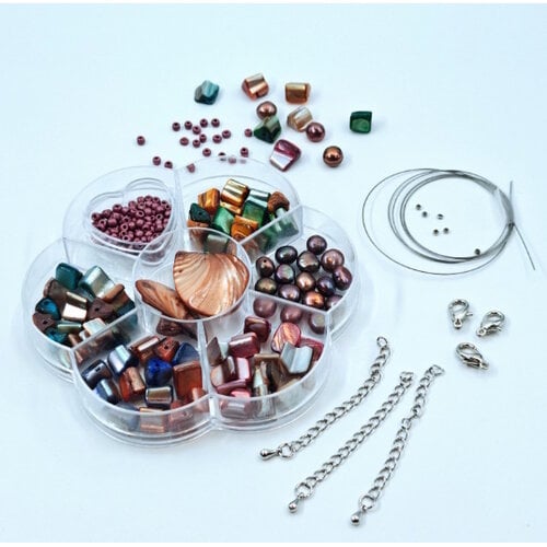 Hobby & Crafting Fun Sieraden set Natuurkleuren voor 1 ketting + 1 armband of 3 armbanden Hobby & Crafting Fun Sieraden set Natuurkleuren voor 1 ketting + 1 armband of 3 armbanden