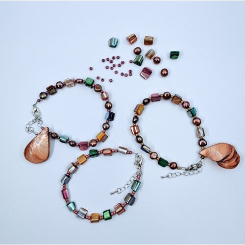 Hobby & Crafting Fun Sieraden set Natuurkleuren voor 1 ketting + 1 armband of 3 armbanden Hobby & Crafting Fun Sieraden set Natuurkleuren voor 1 ketting + 1 armband of 3 armbanden
