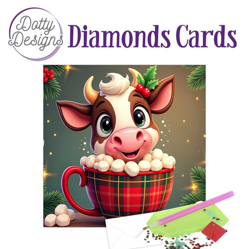 Dotty Designs   Diamond Painting Kerstkaart Christmas Cocoa Cow