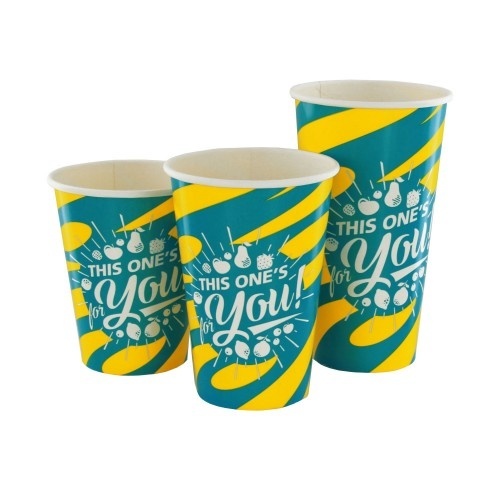 50st. Kartonnen Milkshake bekers Blauw/Geel For You