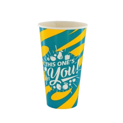 50st. Kartonnen Milkshake bekers Blauw/Geel For You