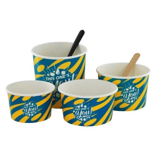 50st. Kartonnen IJsbekers Blauw/Geel For You