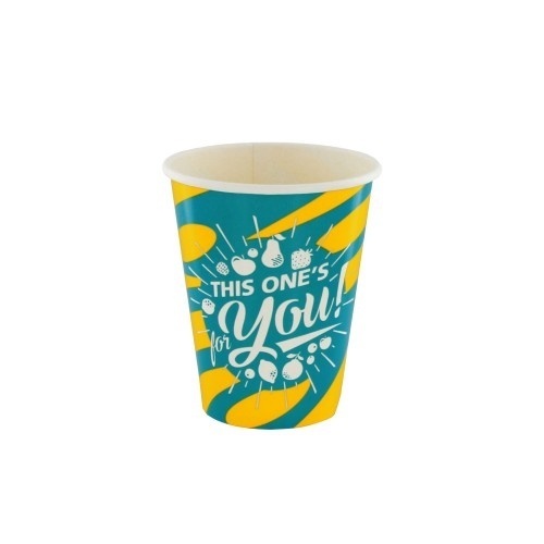 50st. Kartonnen Milkshake bekers Blauw/Geel For You