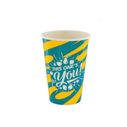 50st. Kartonnen Milkshake bekers Blauw/Geel For You