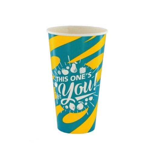 50st. Kartonnen Milkshake bekers Blauw/Geel For You